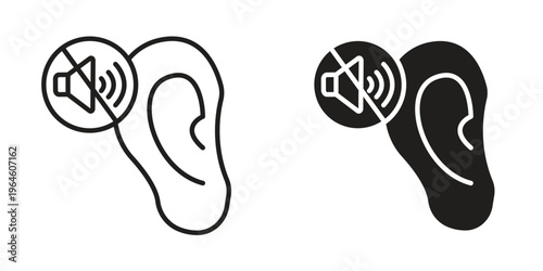 Ear deaf icons Black symbol on transparent background. EPS10