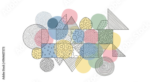 Colorful geometric shapes pattern design.