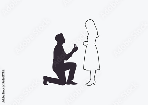 Man proposing to woman in a romantic gesture