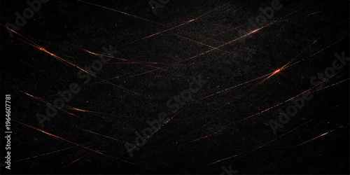 Abstract dark background with chaotic white scratches and glowing red light trails on a black surface.