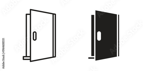 Door closed icons vector silhouette set. thin line icon pack.