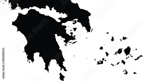 Black vector map illustration of a region with irregular borders and islands