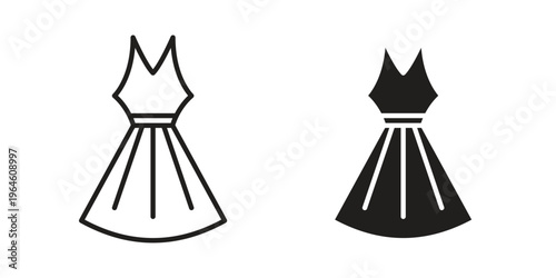 Dress icons vector silhouette set. thin line icon pack.