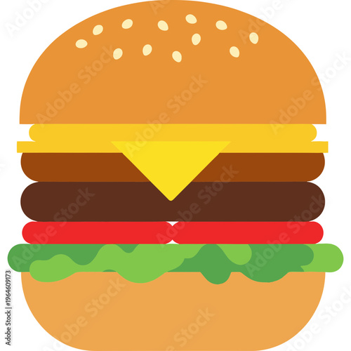 A juicy cheeseburger with lettuce, tomato, and cheese on a sesame seed bun