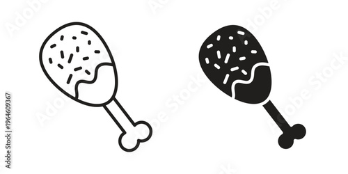 Drumstick bite icons vector silhouette set. thin line icon pack.