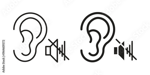 Ear deaf icons vector silhouette set. thin line icon pack.