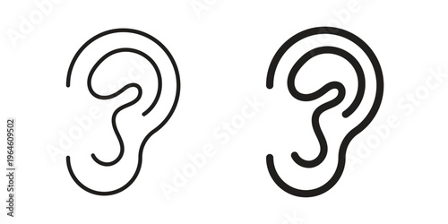 Ear icons vector silhouette set. thin line icon pack.