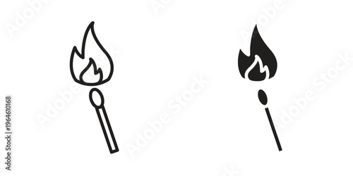 Match fire icons Black symbol on transparent background. EPS10