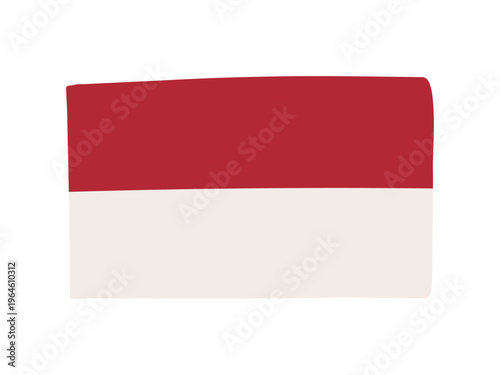 かわいいモナコの国旗アイコン 手描きタッチの旗イラスト