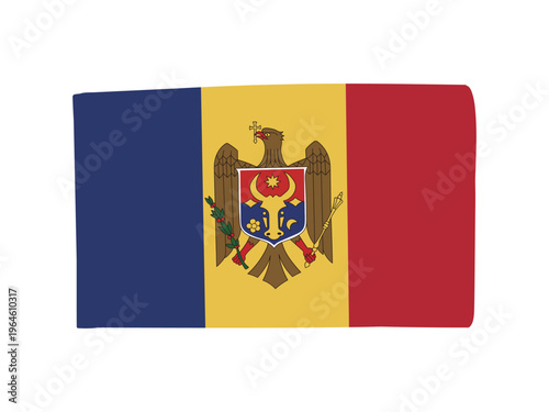 かわいいモルドバの国旗アイコン 手描きタッチの旗イラスト