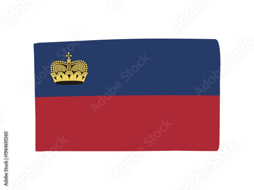 かわいいリヒテンシュタインの国旗アイコン 手描きタッチの旗イラスト