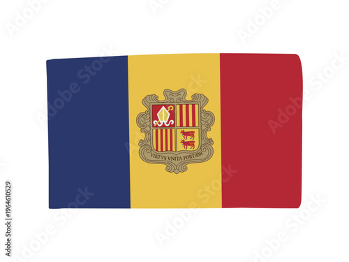 かわいいアンドラの国旗アイコン 手描きタッチの旗イラスト