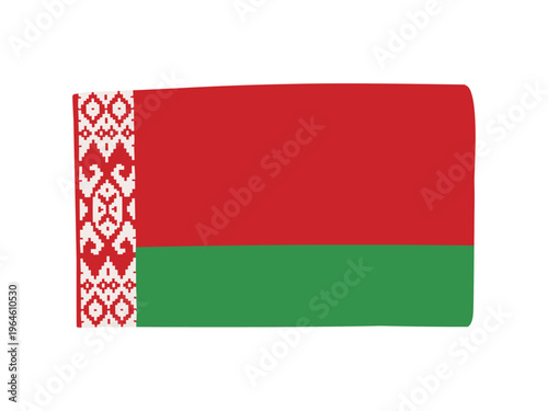 かわいいベラルーシの国旗アイコン 手描きタッチの旗イラスト