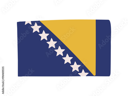 かわいいボスニア・ヘルツェゴビナの国旗アイコン 手描きタッチの旗イラスト