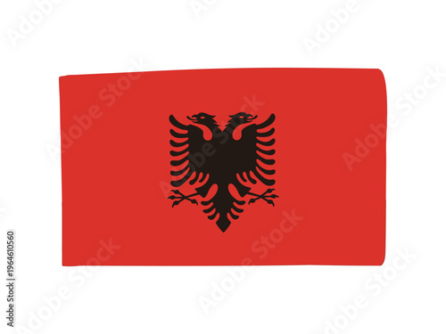 かわいいアルバニアの国旗アイコン 手描きタッチの旗イラスト