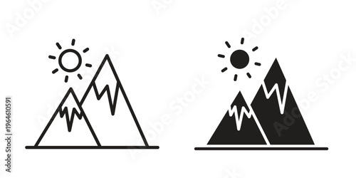 Mountain icons Black symbol on transparent background. EPS10