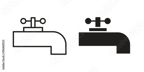 Faucet drip icons vector silhouette set. thin line icon pack.