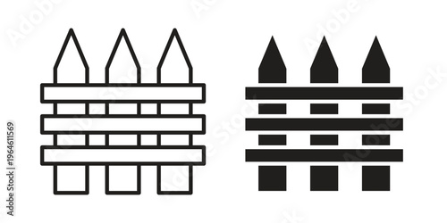 Fence icons vector silhouette set. thin line icon pack.