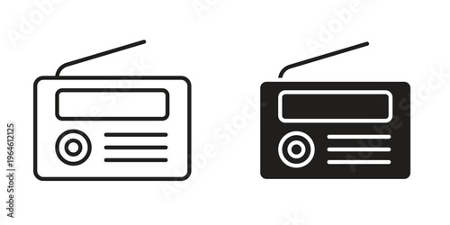 Radio icons Black symbol on transparent background. EPS10