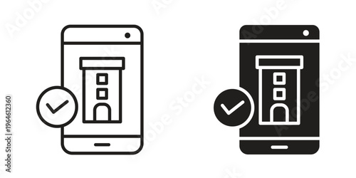 Reservation smartphone icons Black symbol on transparent background. EPS10