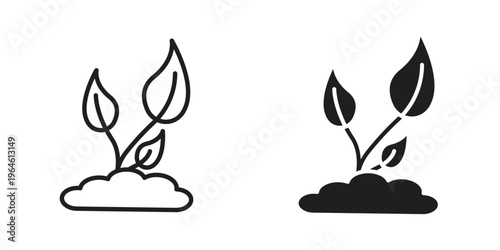 Seedling icons Black symbol on transparent background. EPS10