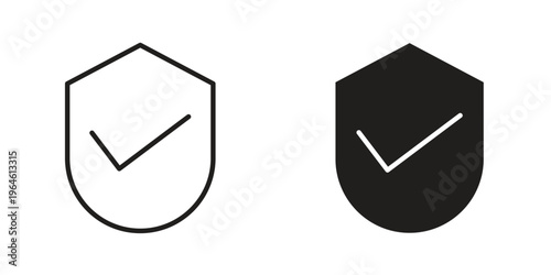 Shield check mark icons Black symbol on transparent background. EPS10