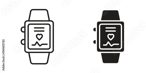 Smart watch icons Black symbol on transparent background. EPS10