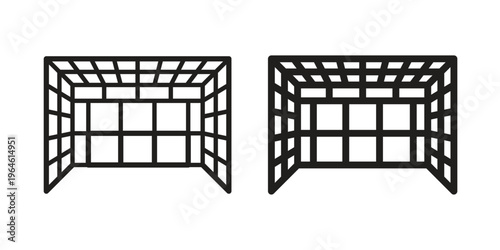 Goal net icons vector silhouette set. thin line icon pack.