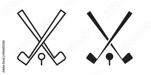 Golf club icons vector silhouette set. thin line icon pack.