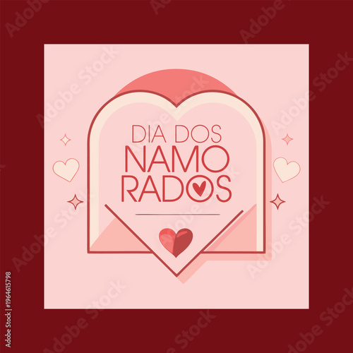 A pink and red heart with the words dia dos namorados on it
