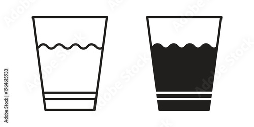 Half Glass icons vector silhouette set. thin line icon pack.