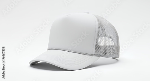 White trucker cap mockup template on white background hat mockup mockup cap hat template fashion clothing baseball front sport isolated blank