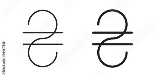 Hryvnia icons vector silhouette set. thin line icon pack.