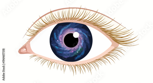 Eye Vector with Galaxy Iris Conceptual Vision of Universe Science Imagination and Future a Symbol of Inner Reflection and Cosmic Connection