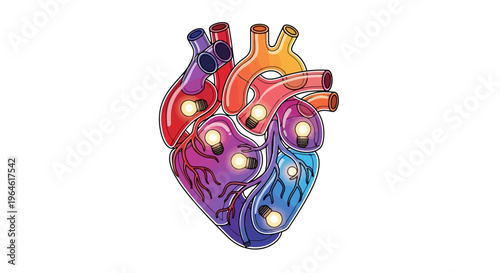 Conceptual Colorful Heart Graphic for Cardiovascular Health Awareness Campaign Designs and Medical Illustrations Creative Abstract Heart on White