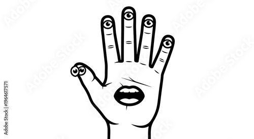 Whimsical Hand Character with Googly Eyes and an Open Mouth Illustration for Creative Projects and Visual Storytelling Concepts