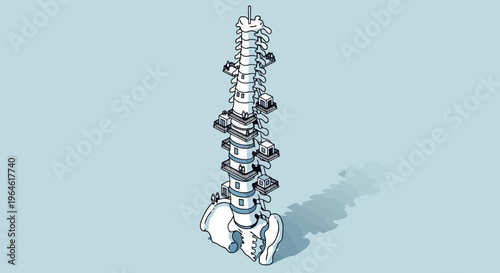 Spine Anatomy Illustration With Pelvis and Vertebrae Medical Visual for Healthcare Professionals and Educational Resources for Students of Medicine