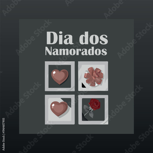 Dia dos namorados greeting with heart images