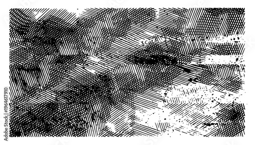 Gritty cross hatched texture background with distressed details in vintage engraving style