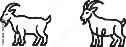 Hand drawn mountain goat vector icon. It's good for logo. One line draw graphic design vector