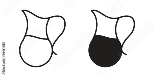 Jug icons vector silhouette set. thin line icon pack.