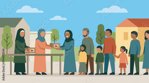 Muslim Woman Donating a Sapling to Another Woman.