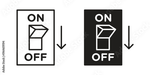 Light switch off icons vector silhouette set. thin line icon pack.