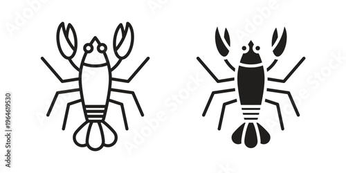 Lobster icons vector silhouette set. thin line icon pack.