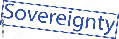 Sovereignty word written in blue ink on white paper background