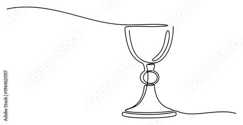 Chalice cup with circular detail in minimalist continuous one line art style