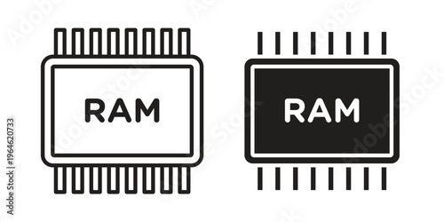 Memory icons vector silhouette set. thin line icon pack.