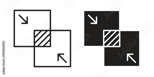 Merge icons vector silhouette set. thin line icon pack.