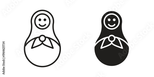Nesting dolls icons vector silhouette set. thin line icon pack.