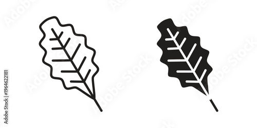 Oak Leaf icons vector silhouette set. thin line icon pack.